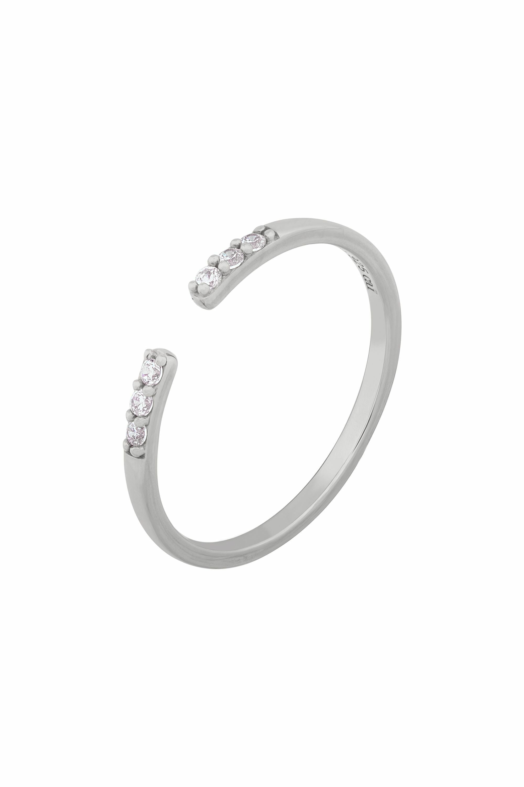 Ring 925/- Sterling Silber rhodiniert offen Zirkonia Stacking