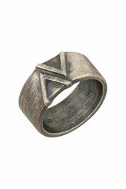 Ring 925/- Sterling Silber matt oxidiert Dreieck