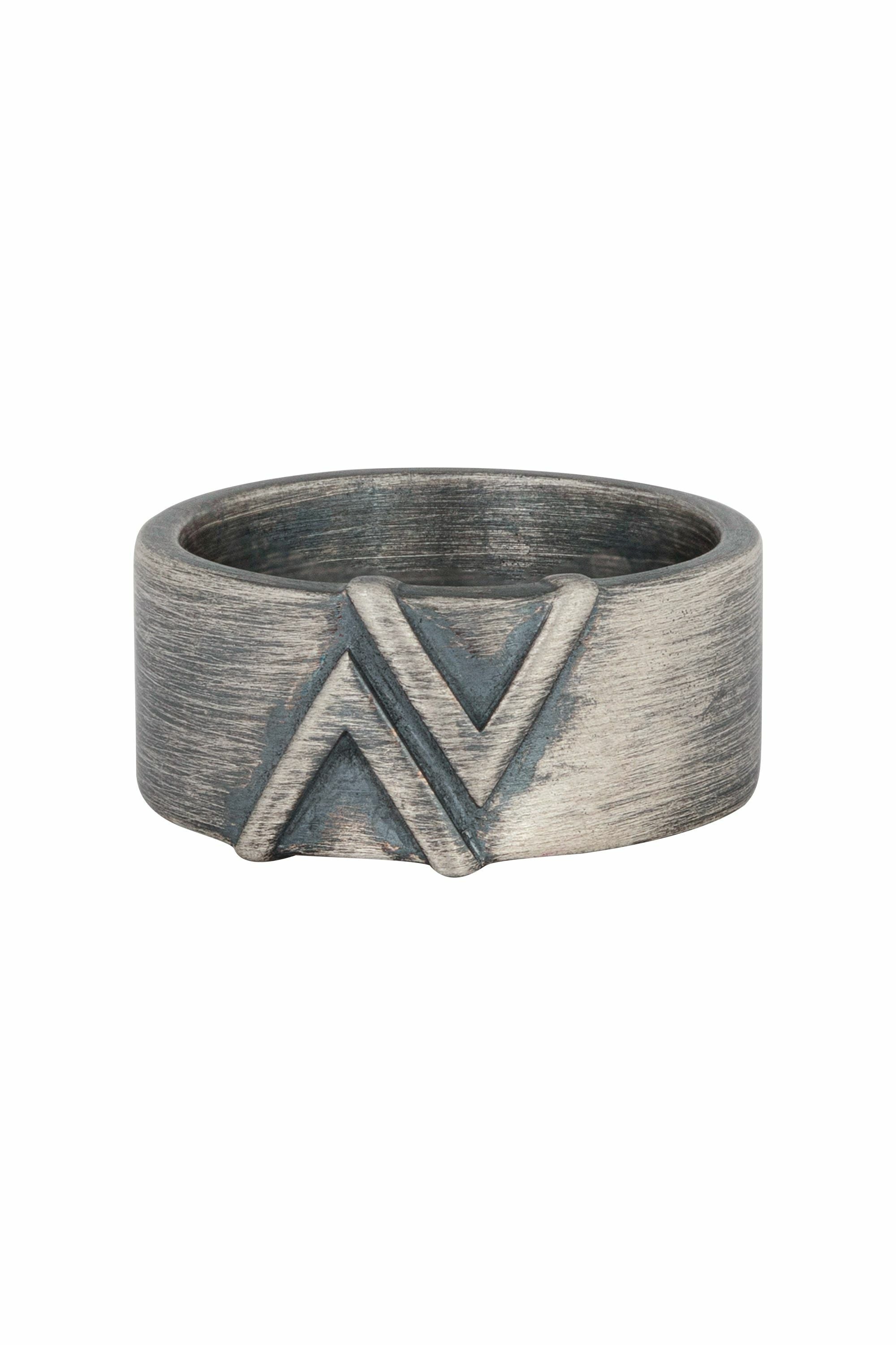 Ring 925/- Sterling Silber matt oxidiert Dreieck