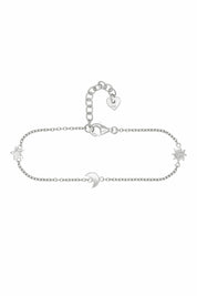 Armband 925 Sterling Silber rhodiniert Sonne - Mond - Stern