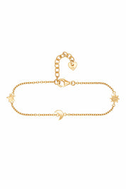 Armband 925 Sterling Silber gelb vergoldet Sonne - Mond - Stern