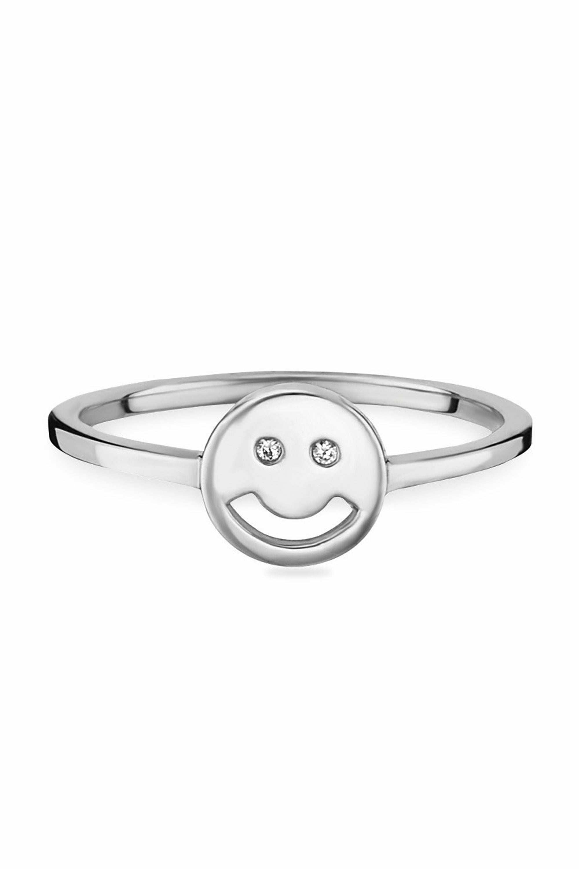 Ring 925 Sterling Silber rhodiniert Smile
