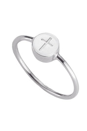 Ring 925/- Sterling Silber rhodiniert Kreuz