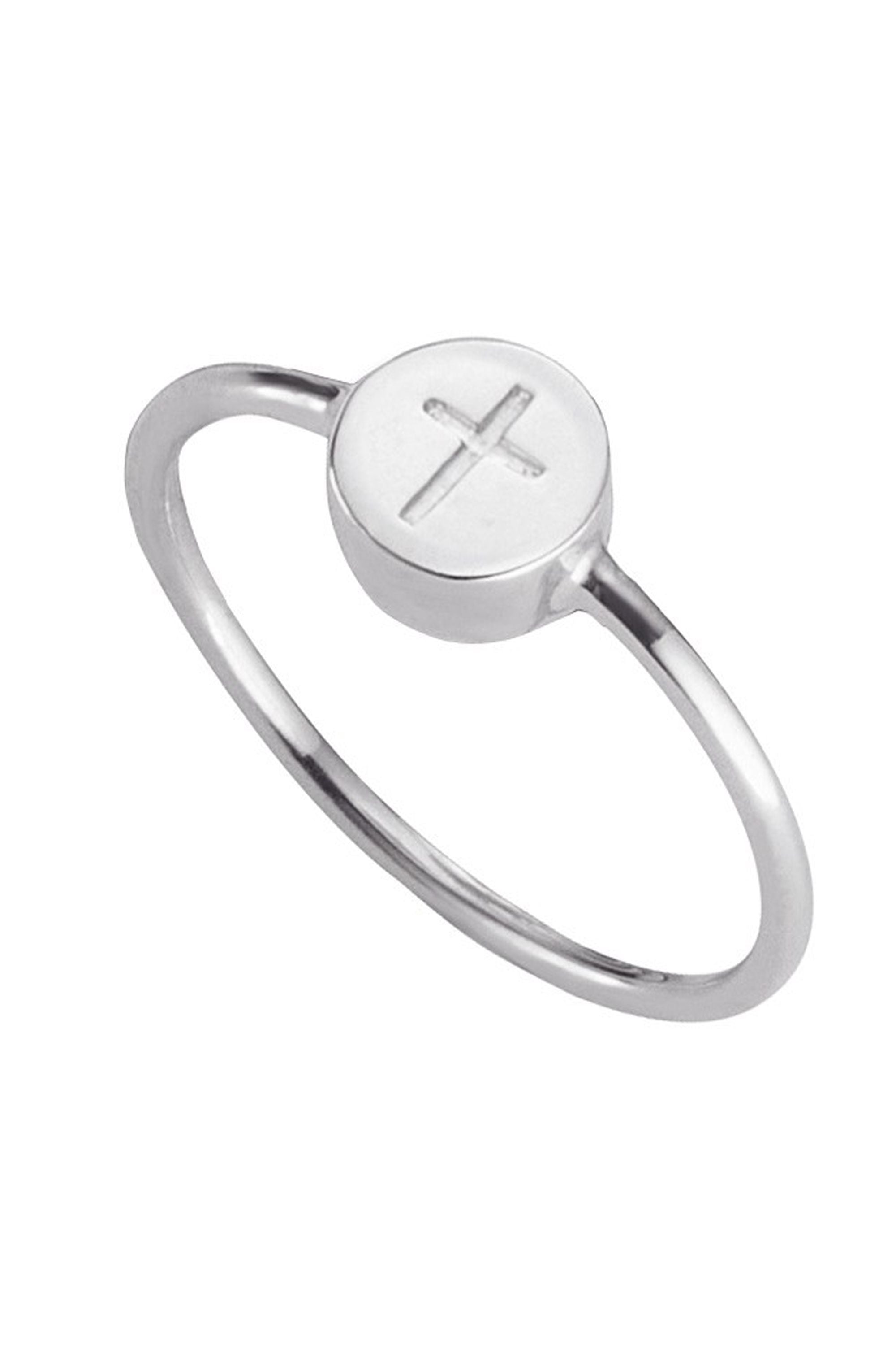 Ring 925/- Sterling Silber rhodiniert Kreuz