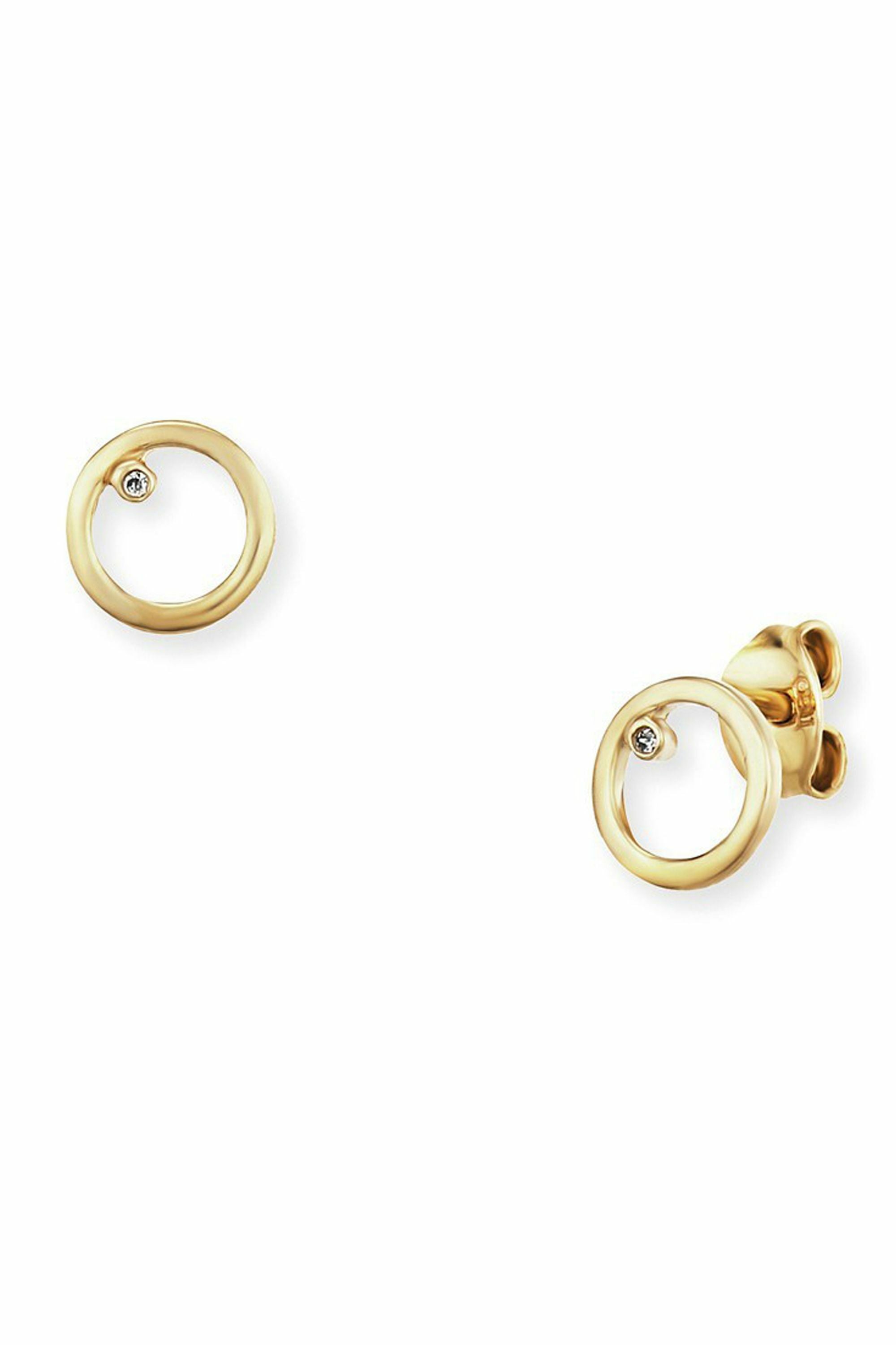 Ohrringe Silber 925 gelb vergoldet 7mm mit Zirkonia Kreis