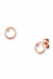 Ohrstecker Silber 925 rosé vergoldet 7mm mit Zirkonia Kreis