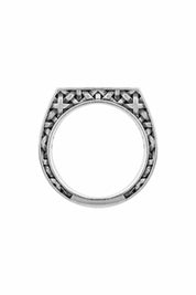 Ring 925/- Sterling Silber Siegelring mattiert oxidiert Flechtoptik