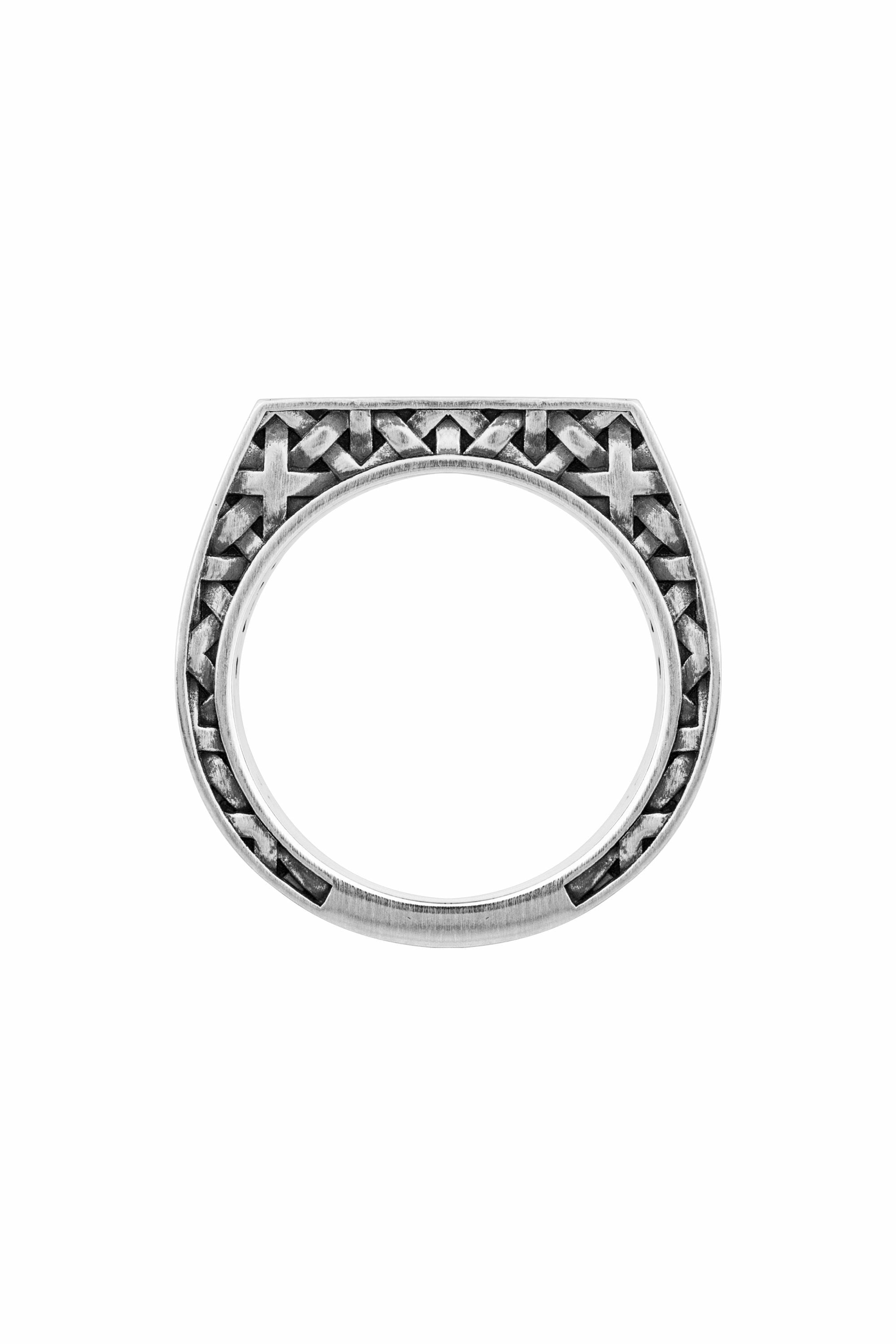 Ring 925/- Sterling Silber Siegelring mattiert oxidiert Flechtoptik