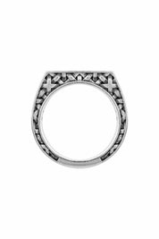 Ring 925/- Sterling Silber Siegelring mattiert oxidiert Flechtoptik