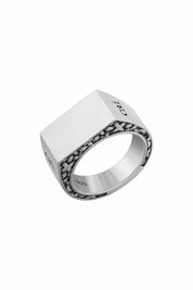 Ring 925/- Sterling Silber Siegelring mattiert oxidiert Flechtoptik