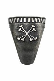 Ring 925/- Sterling Silber Siegelring matt oxidiert Rock Music Skull