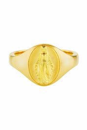 Ring 925 Silber vergoldet Madonna Siegelring