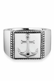 Ring 925/- Sterling Silber rhodiniert Anker