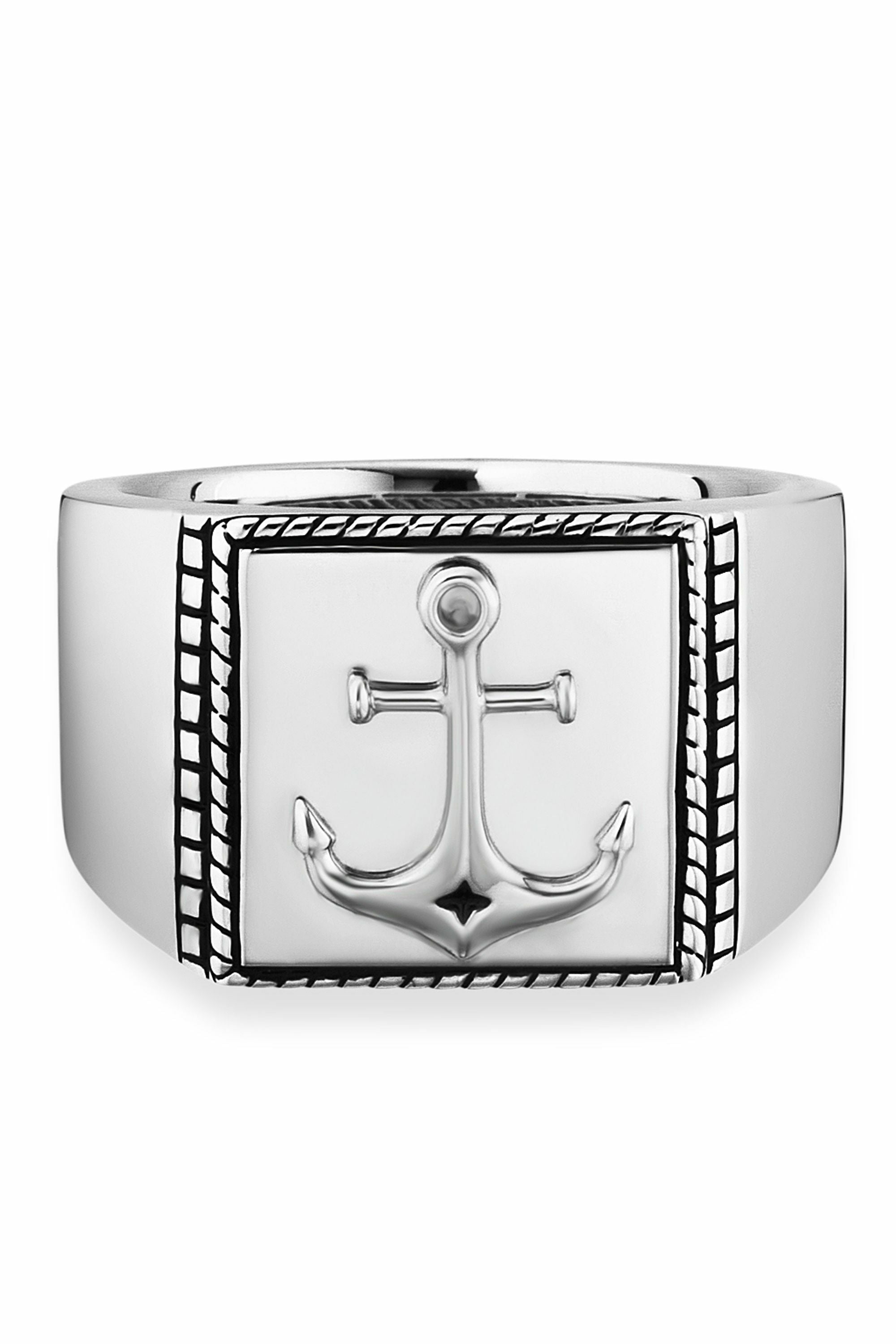 Ring 925/- Sterling Silber rhodiniert Anker