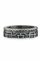 Ring 925/- Sterling Silber oxidiert Linien Japan