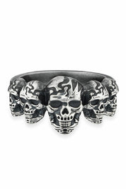 Ring 925/- Sterling Silber matt oxidiert Totenkopf