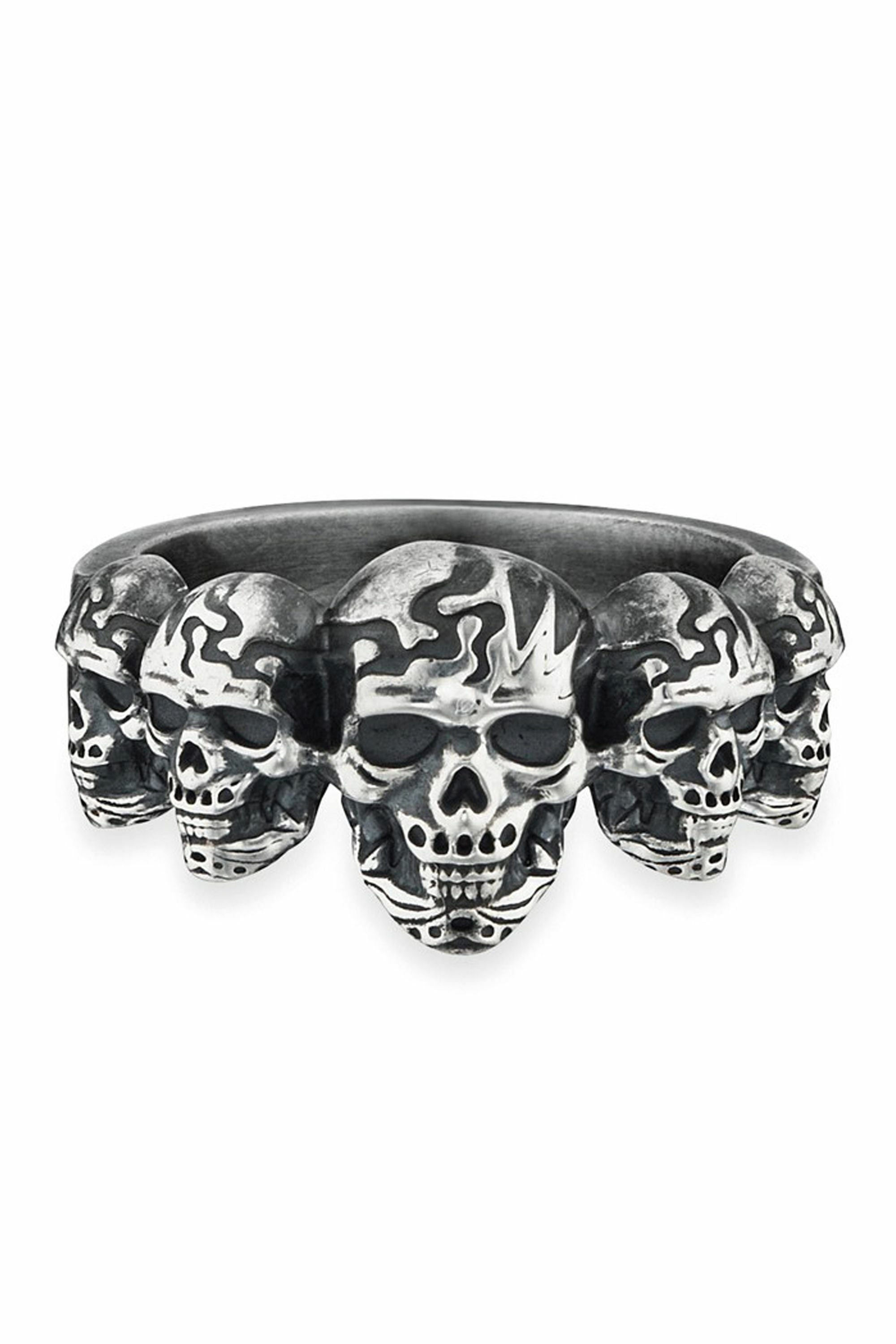 Ring 925/- Sterling Silber matt oxidiert Totenkopf