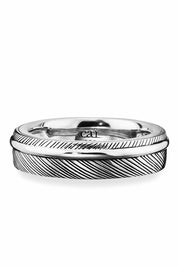 Ring 925 Sterling Silber rhodiniert Feder