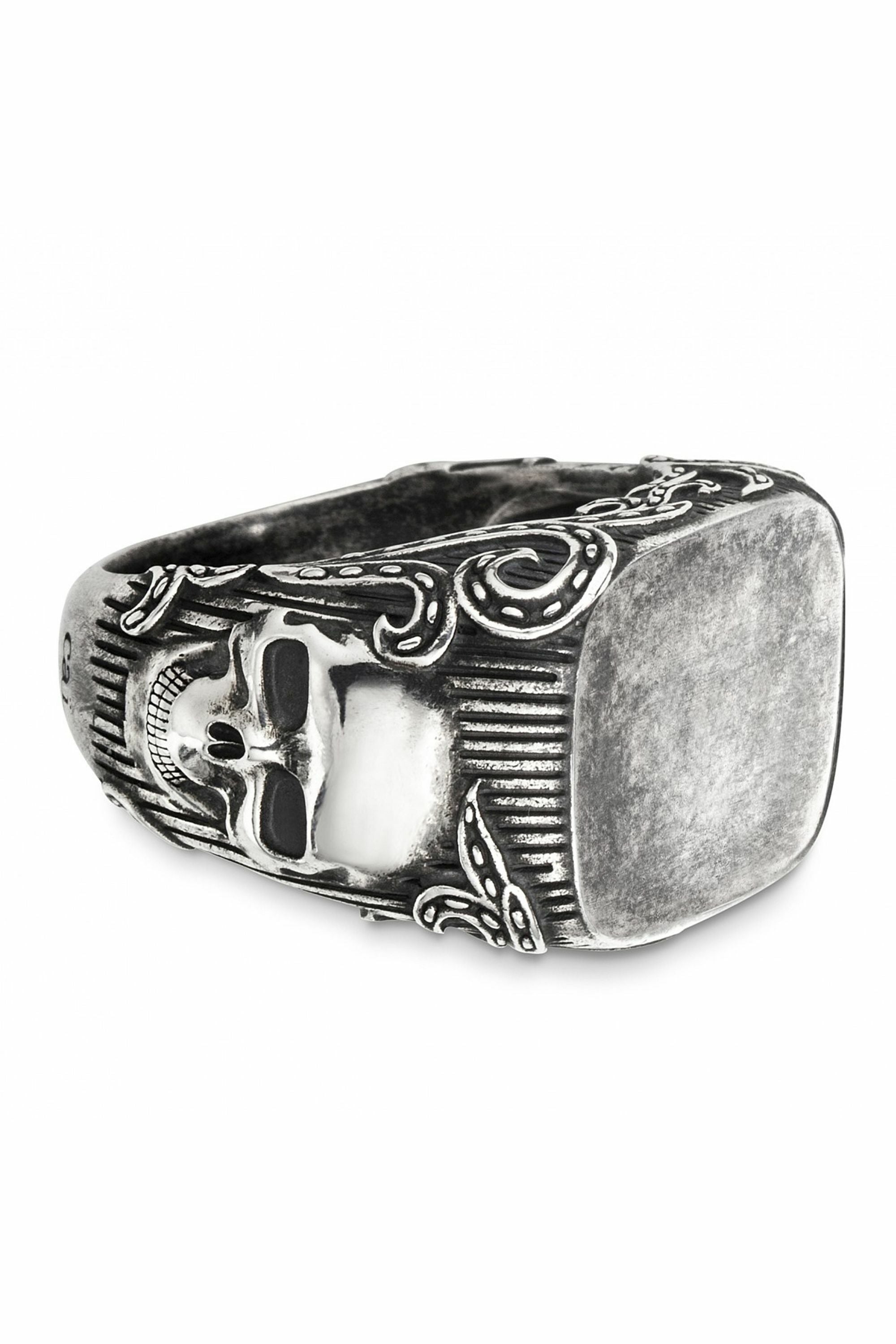 Ring 925/- Sterling Silber matt-oxidiert Totenkopf