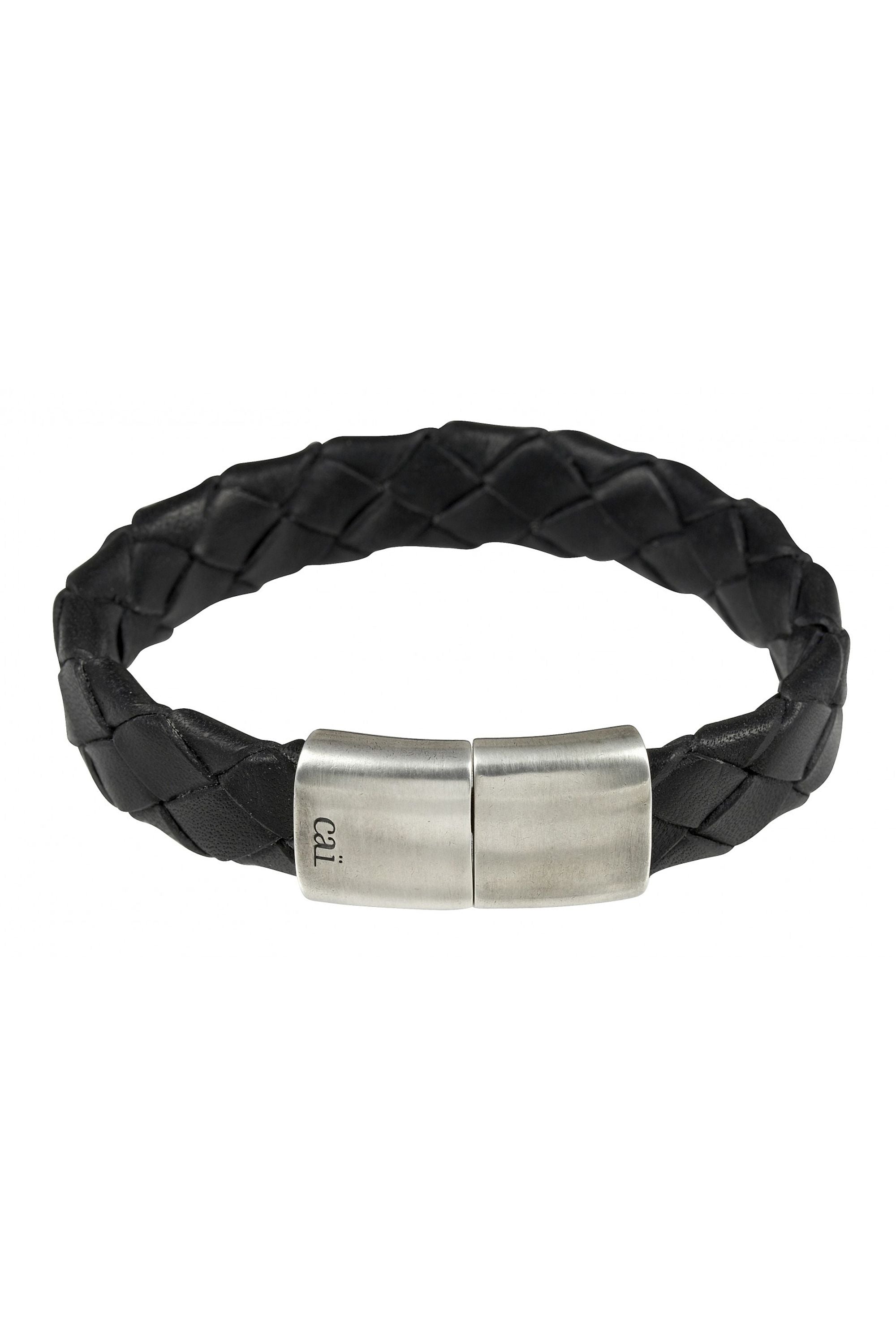 Armband 925/- Sterling Silber rhodiniert Lederband Magnetverschluss