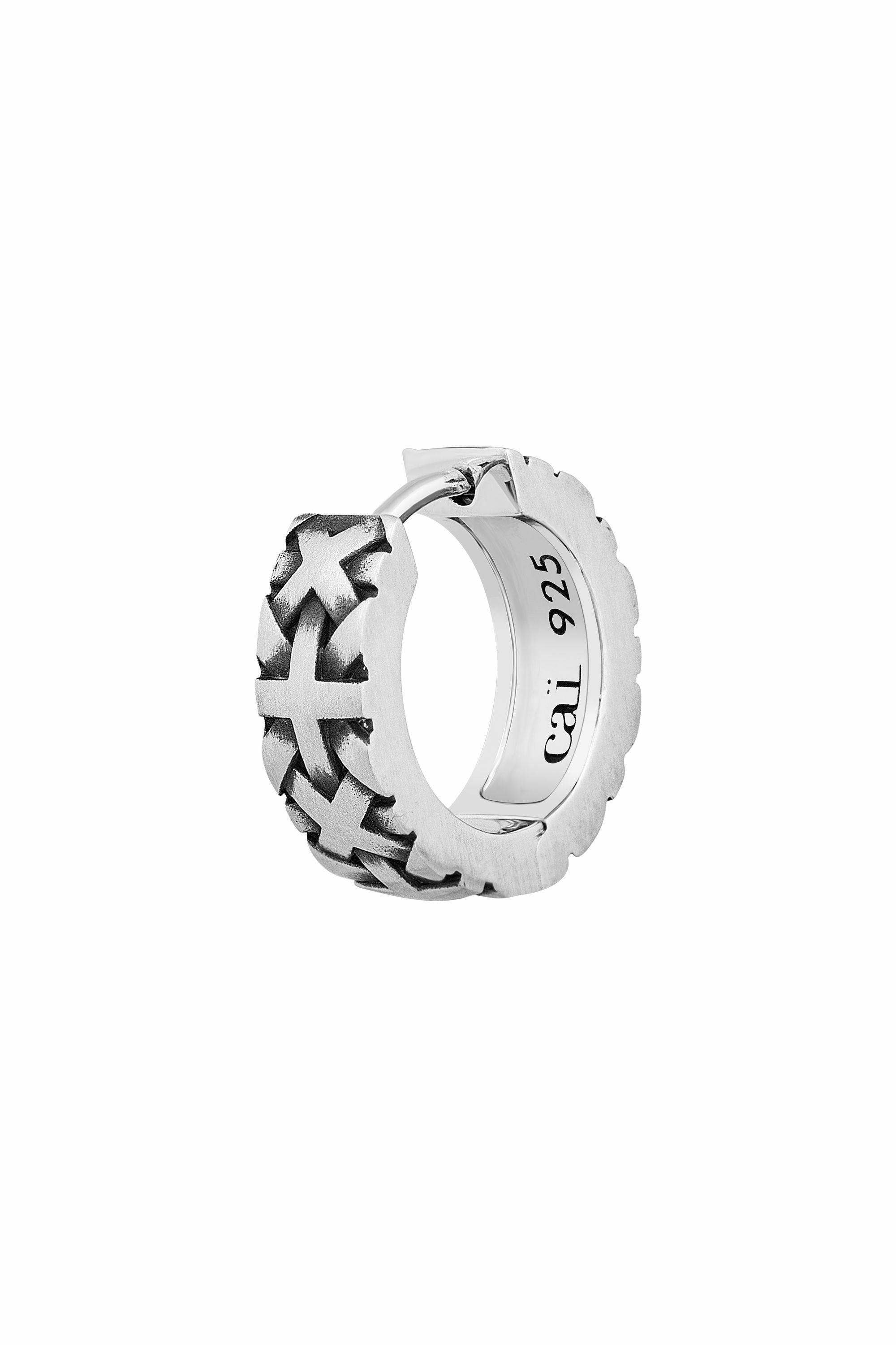 Single-Ohrring 925 Sterling Silber matt oxidiert