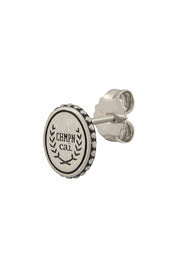 Single Ohrstecker 925/-Sterling Silber satiniert oxodiert Champion Wappen