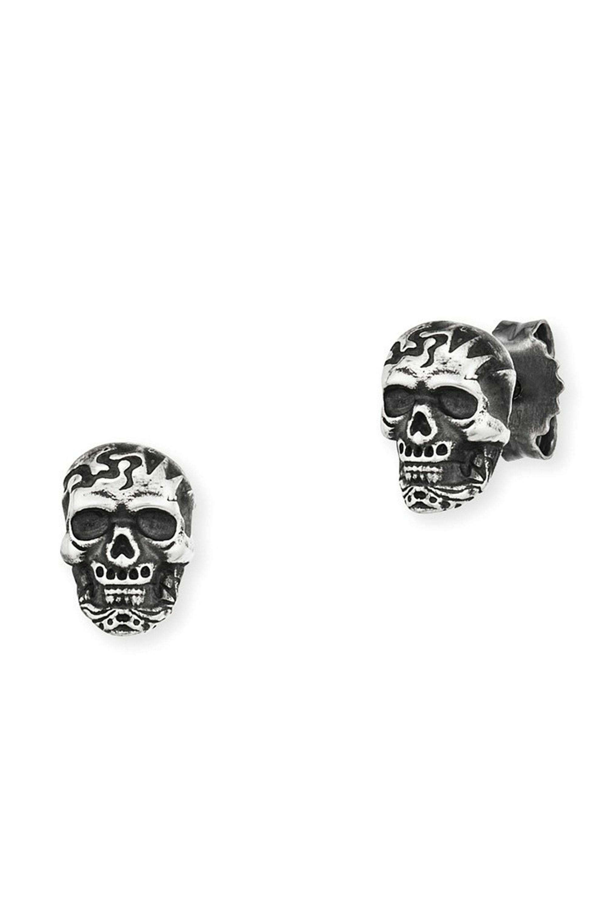 Einzel-Ohrstecker 925/-Sterling Silber Totenkopf