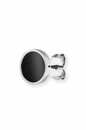 Single-Ohrstecker 925 Sterling Silber rhodiniert Onyx