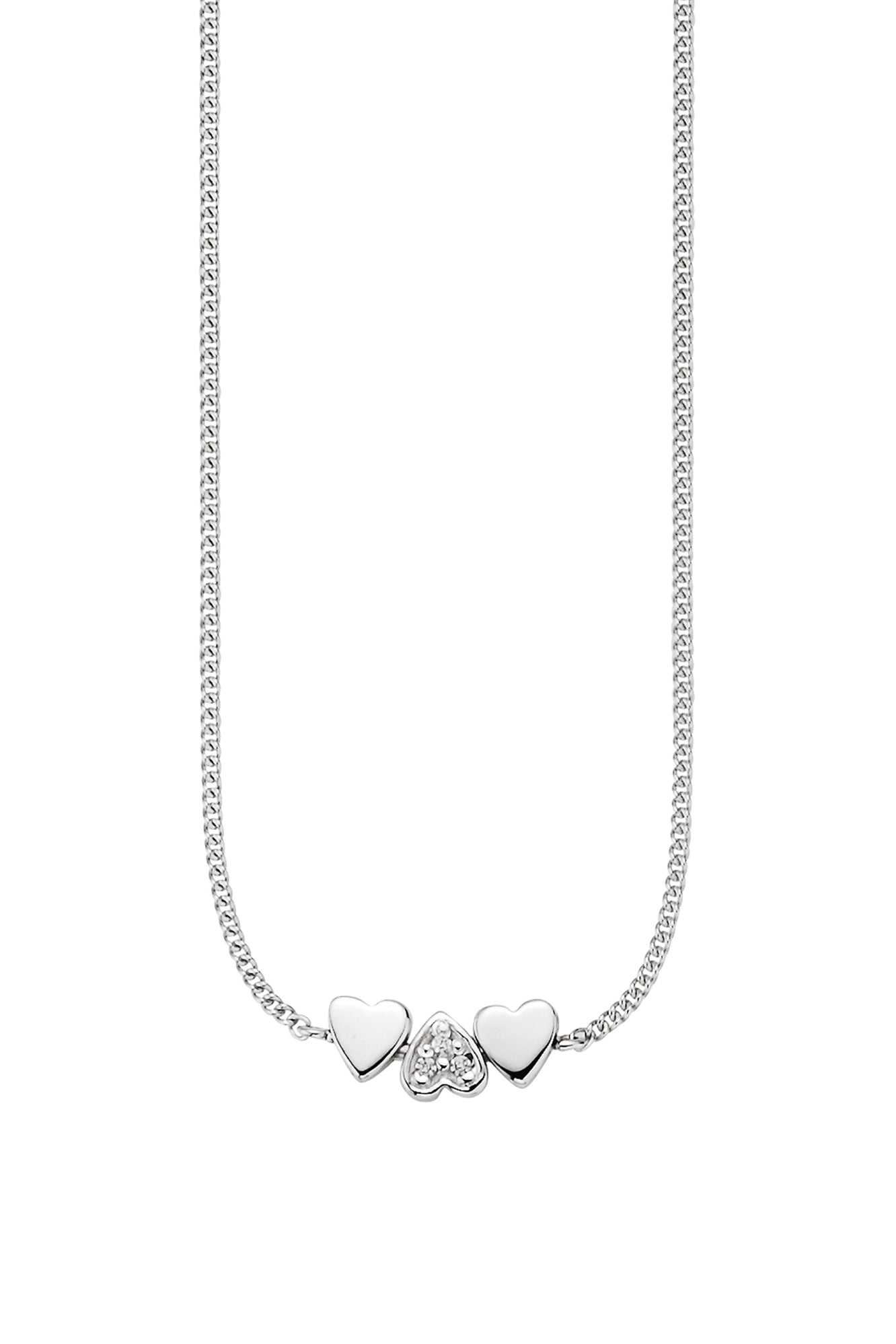 Collier 925/- Sterling Silber rhodiniert Zirkonia Herzen