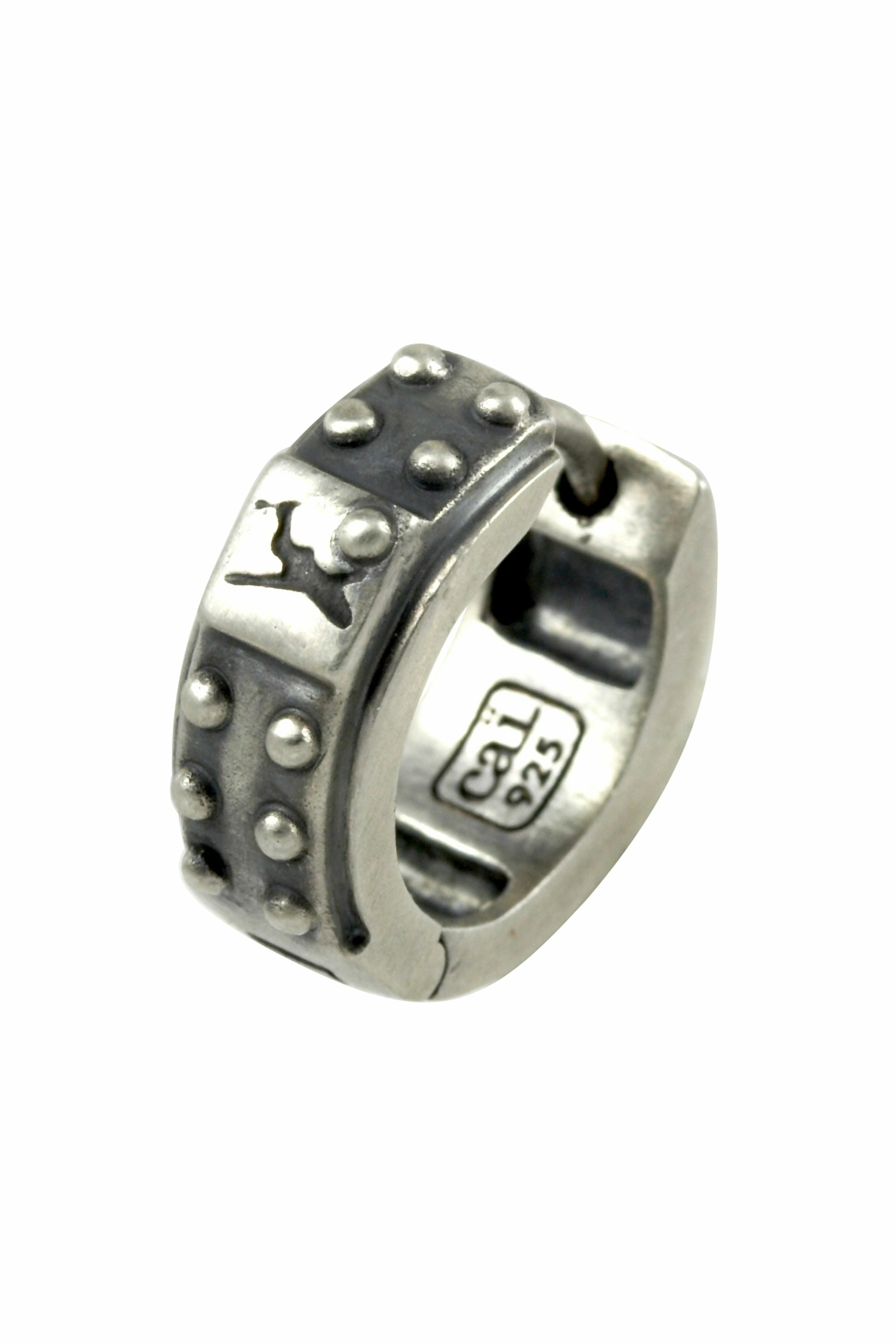 Ohrring Silber 925 rhodiniert und matt oxidiert