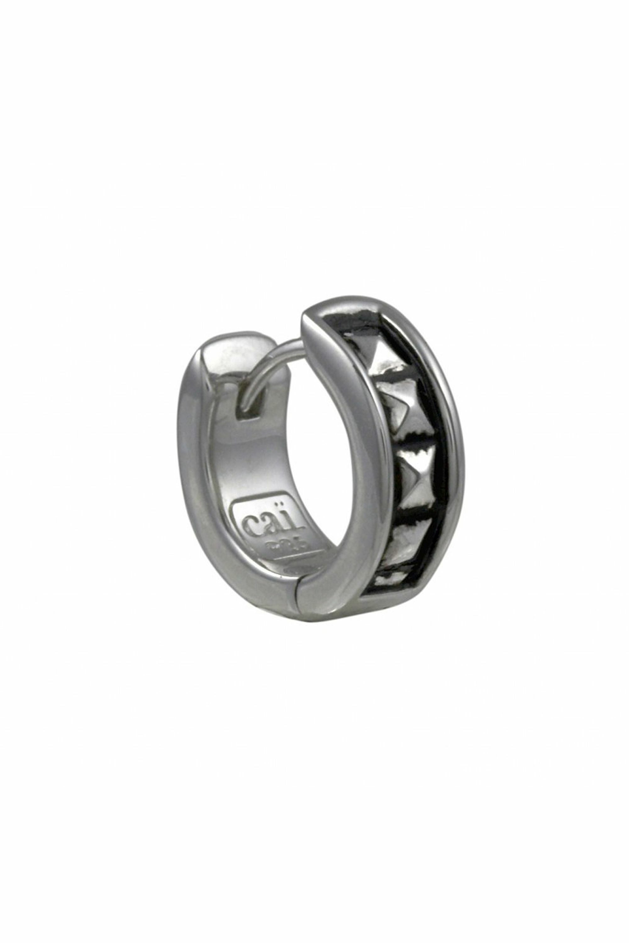 Single-Ohrring Silber 925 rhodiniert matt oxidiert