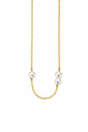 Collier 925/- Sterling Silber vergoldet 3 Süßwasserzuchtperlen