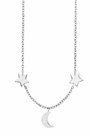 Collier 925 Sterling Silber rhodiniert Mond Sterne