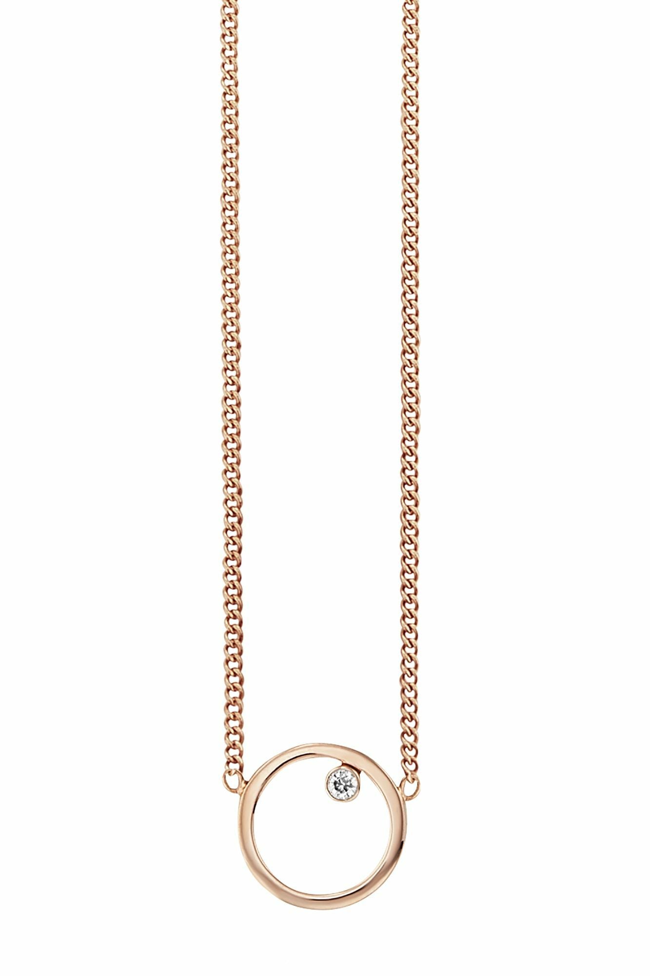 Collier 925/- Sterling Silber rotvergoldet Zirkonia Kreis