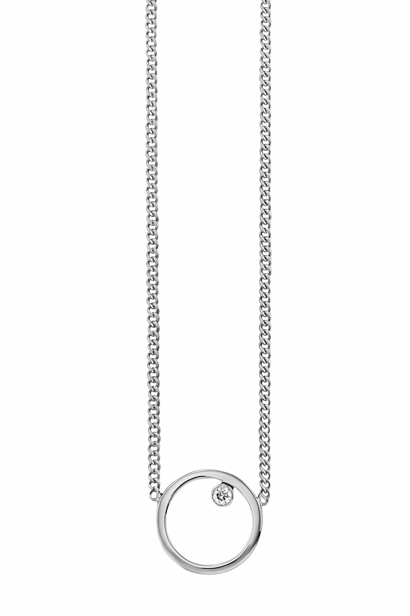 Collier 925 Sterling Silber rhodiniert Zirkonia Kreis