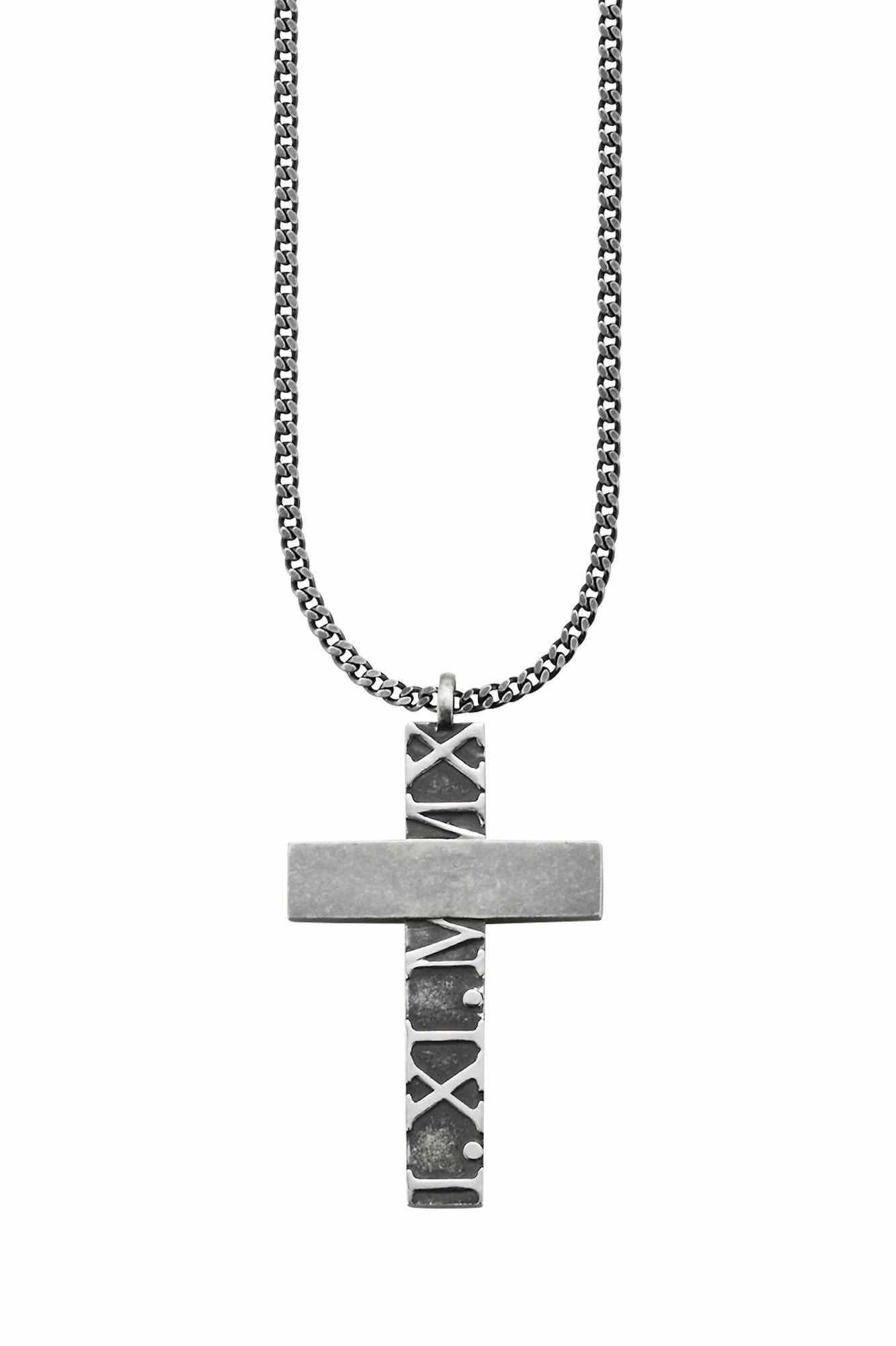 Anhänger mit Kette 925/- Sterling Silber matt-oxidiert Kreuz