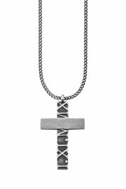 Anhänger mit Kette 925/- Sterling Silber matt-oxidiert Kreuz