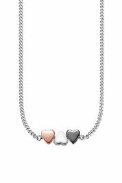 Collier 925/- Sterling Silber tricolor Herz