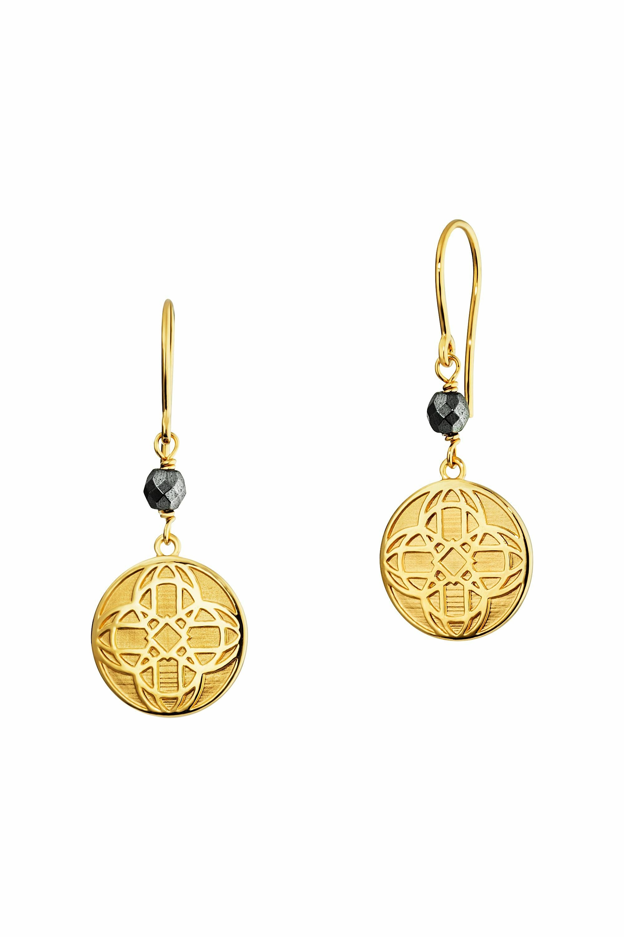 Ohrring Silber 925 vergoldet echtem Hämatit