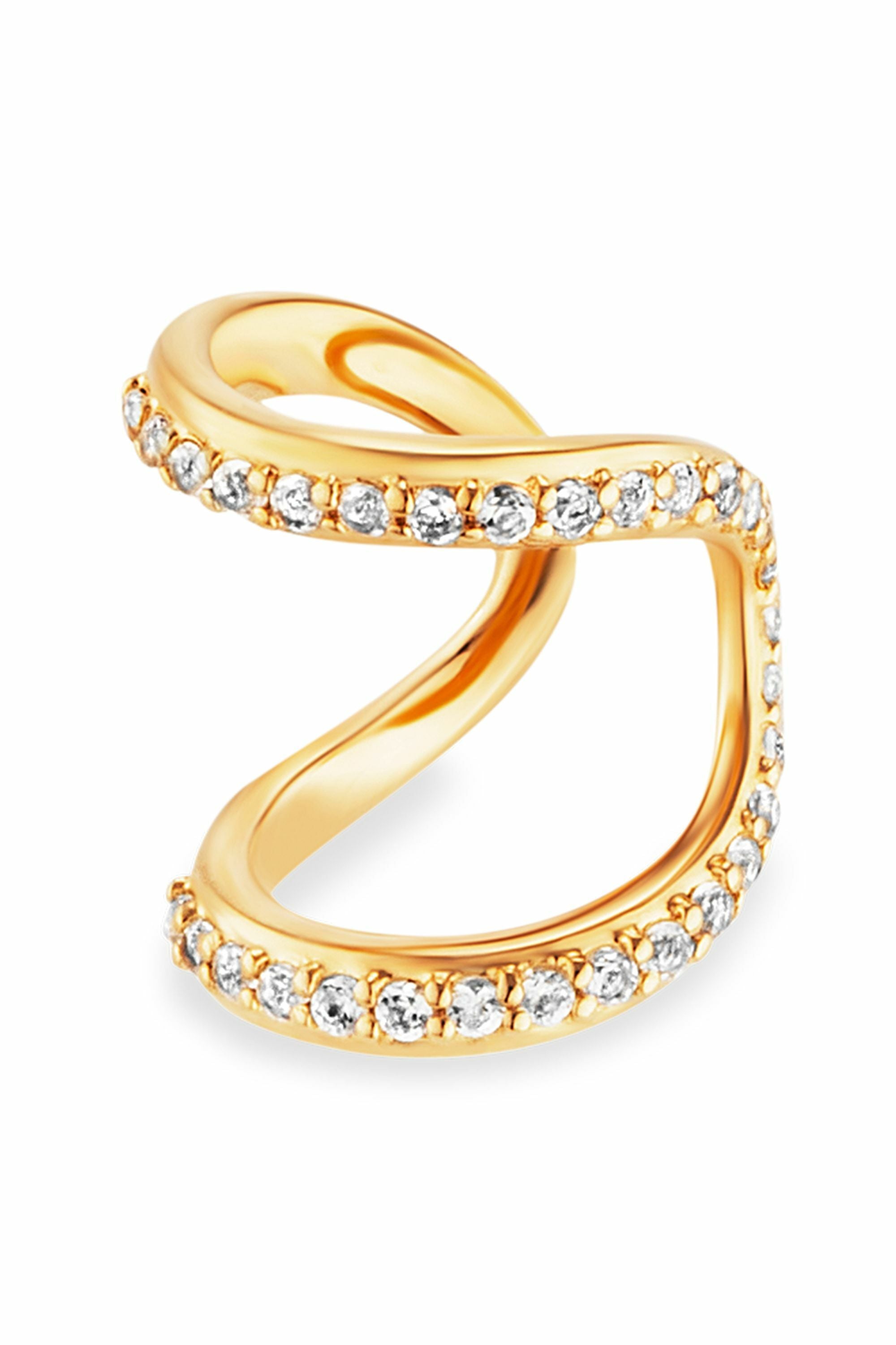 Ear Cuff 925 Silber gelb vergoldet Topas weiß