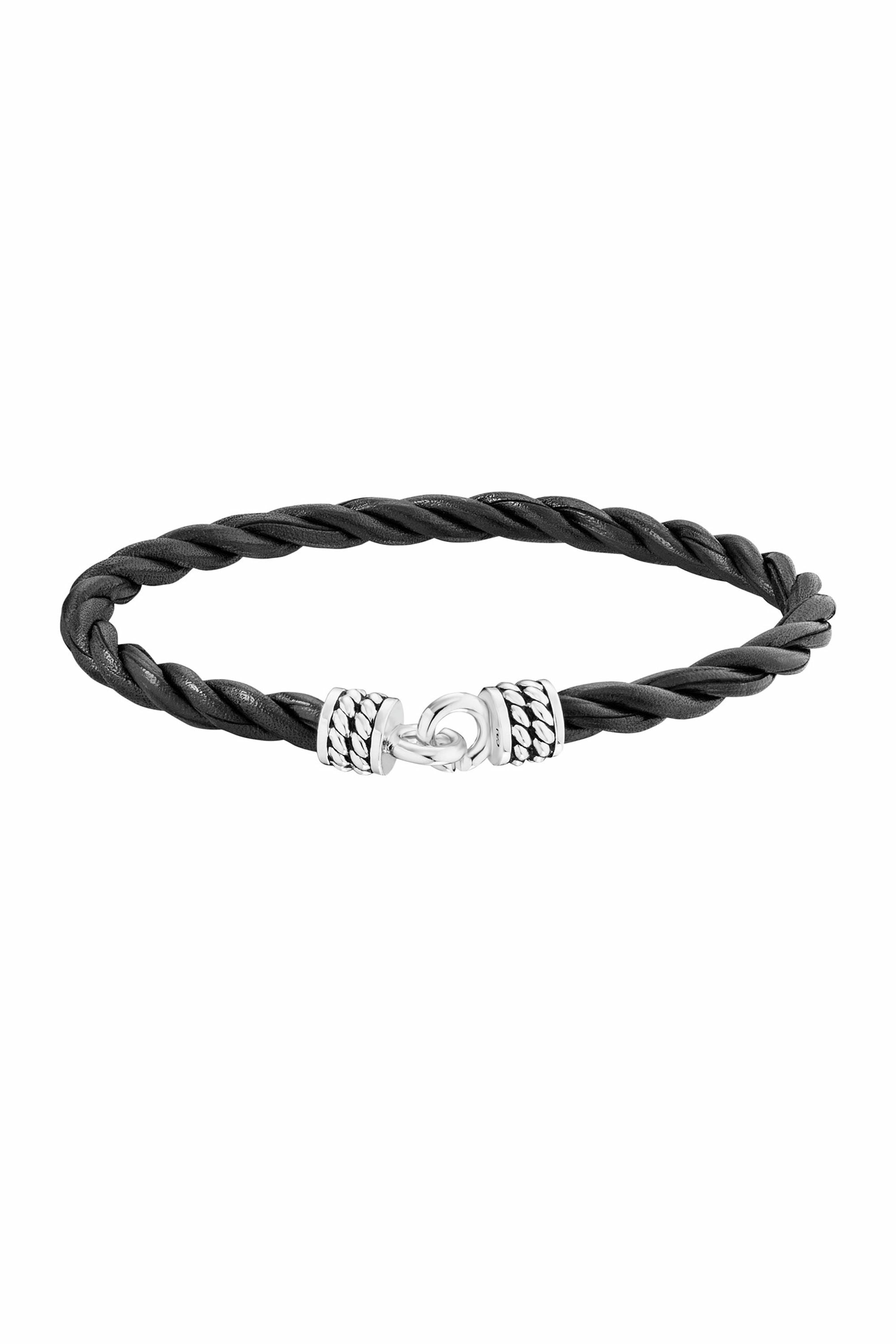 Armband 925/- Sterling Silber rhodiniert Lederband 19cm