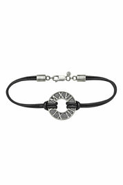 Armband 925/- Sterling Silber matt-oxidiert mit Leder