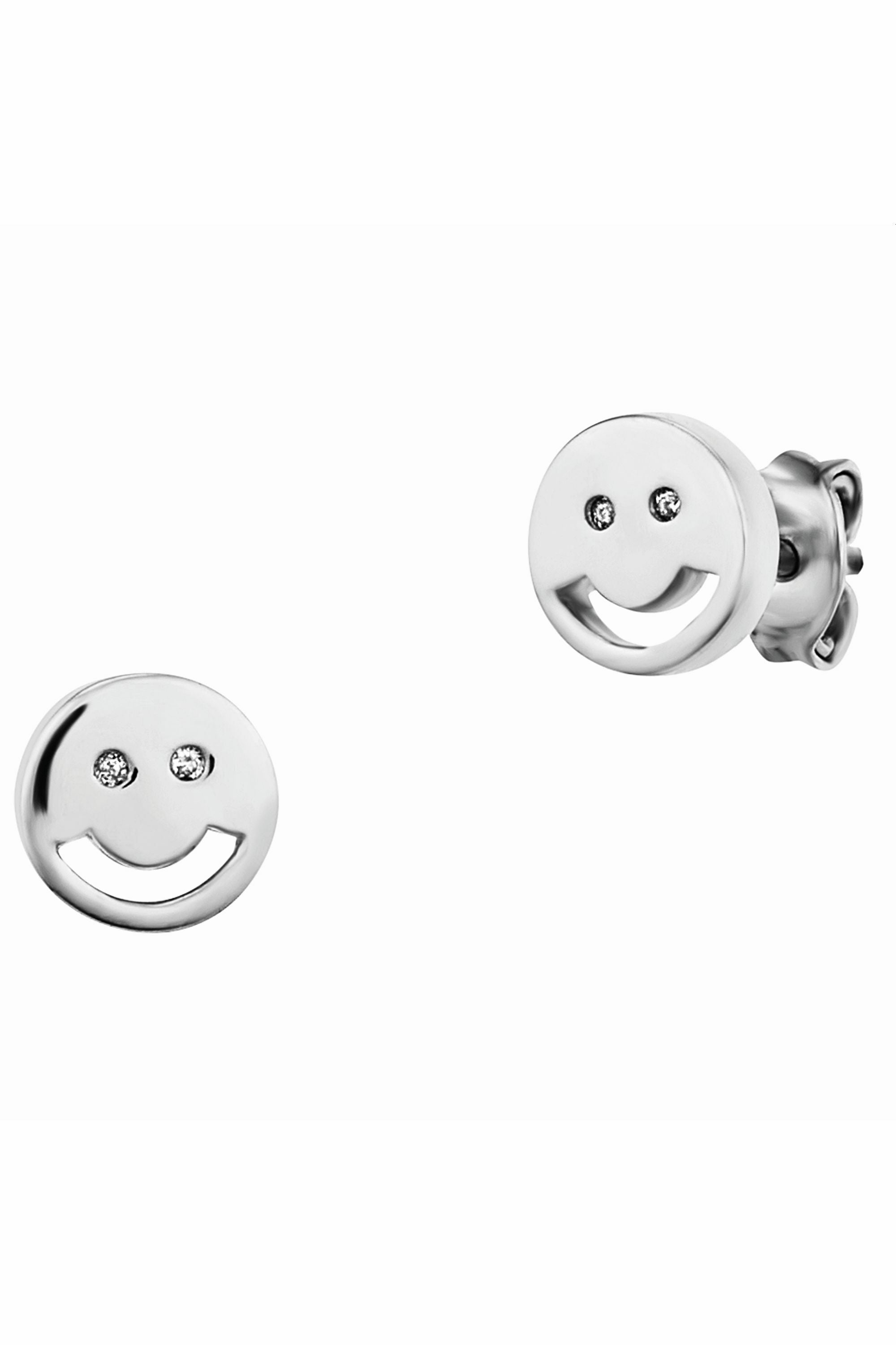 Ohrstecker 925/- Sterling Silber rhodiniert Smile