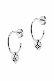 Creolen 925/- Sterling Silber rhodiniert Zirkonia Herz