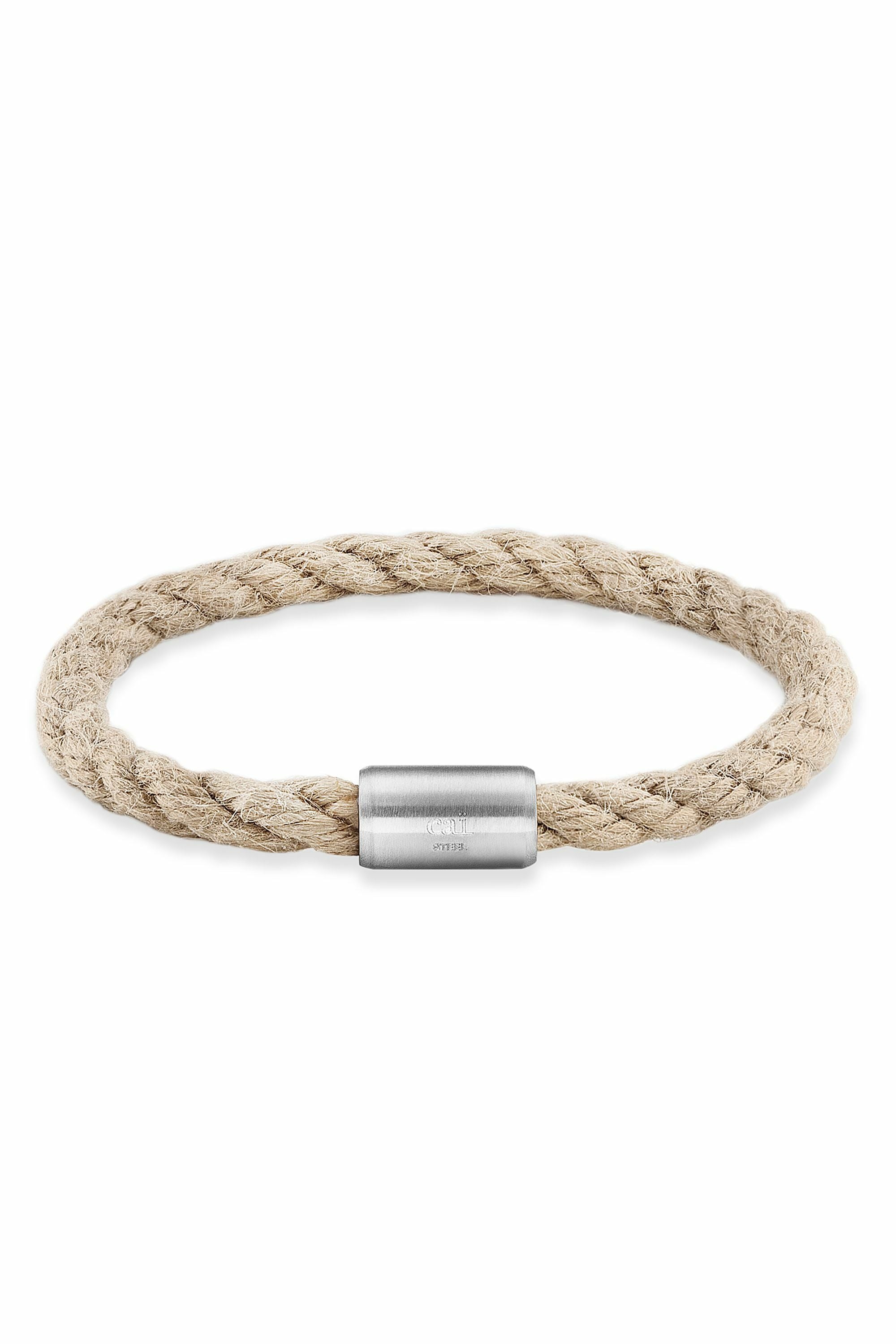 Armband Edelstahl Textilband creme 20cm