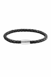 Armband Edelstahl Leder schwarz 20cm