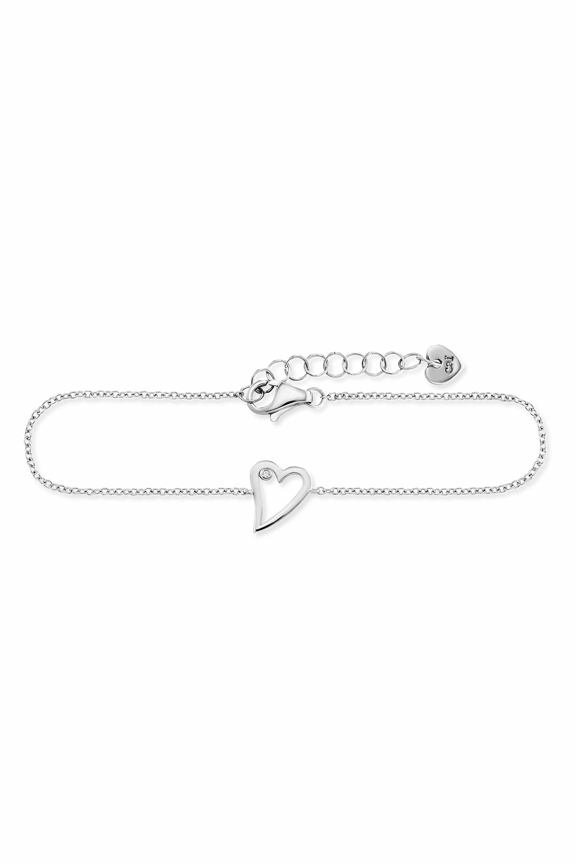 Armband 925/- Sterling Silber rhodiniert Zirkonia Herz