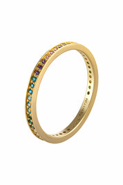 Ring 925/- Sterling Silber vergoldet Zirkonia Rainbow