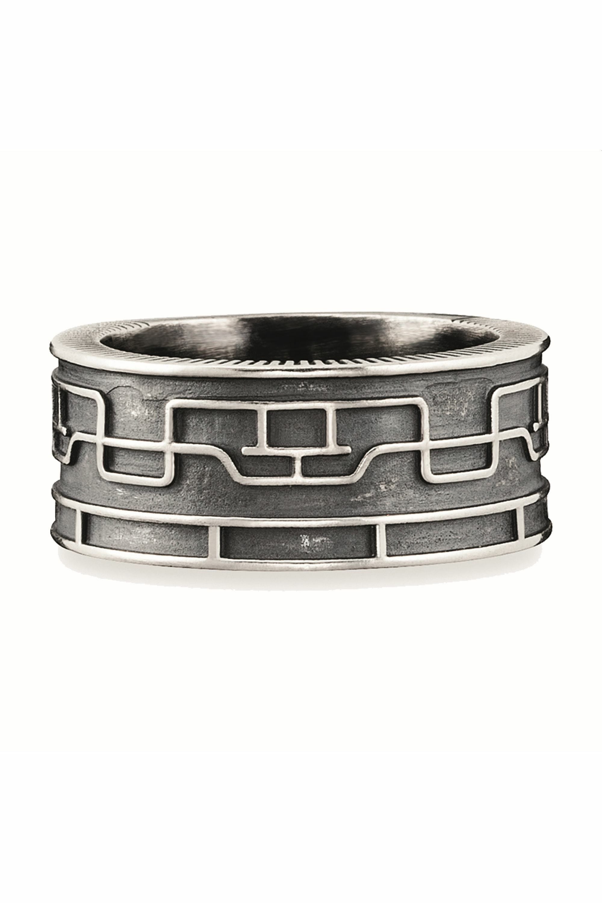 Ring 925/- Sterling Silber oxidiert Linien Japan