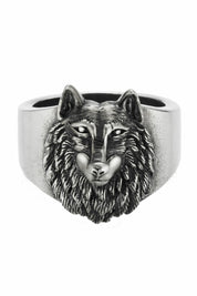 Ring 925/- Sterling Silber oxidiert Wolf Europa